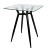 Lumisource Clara Square Counter Table with Black Metal Legs and Clear Glass Top CT-CLR3030 BKGL